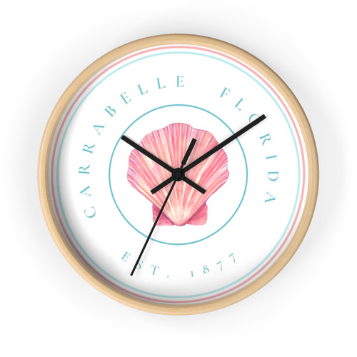 Carrabelle Florida Pink Sea Shell Est Round Wall Clock