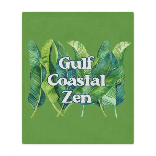 Tropical Banana Leaves Print Gulf Coastal Zen Microfiber Blanket Green
