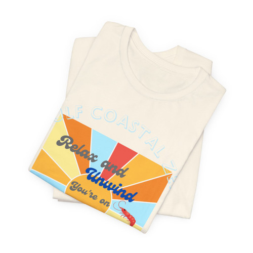 Gulf Coastal Zen Forgotten Coast Relax and Unwind Shrimp Oyster 2 Adult Short Sleeve Tee