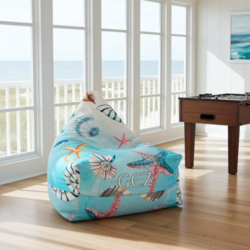 Gulf Coastal Zen Sea Shells Star Fish Galore Bean Bag Chair Cover