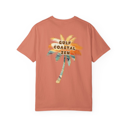 Gulf Coastal Zen Retro Beach Palm Tree logo Adult T Shirt Gulf Coastal Zen Retro Beach Palm Tree logo Adult T Shirt
