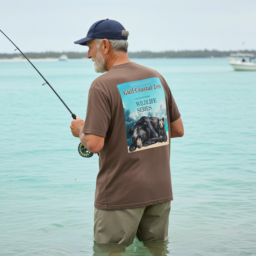 Florida Black Bear Limited Edition Wildlife Series Gulf Coastal Zen Beach Adult Unisex Short Sleeve T-Shirt