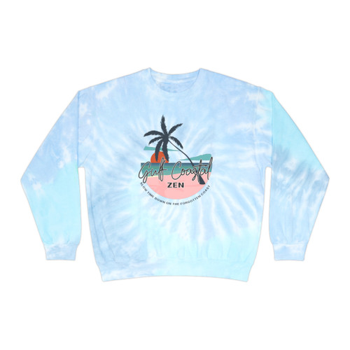 Gulf Coastal Zen Forgotten Coast Palm Tree Logo Tie-Dye Sweatshirt