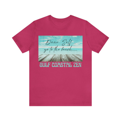 Gulf Coastal Zen Forgotten Coast Dear Self Beach Dock Ocean Beach Adult Short Sleeve T- Shirt