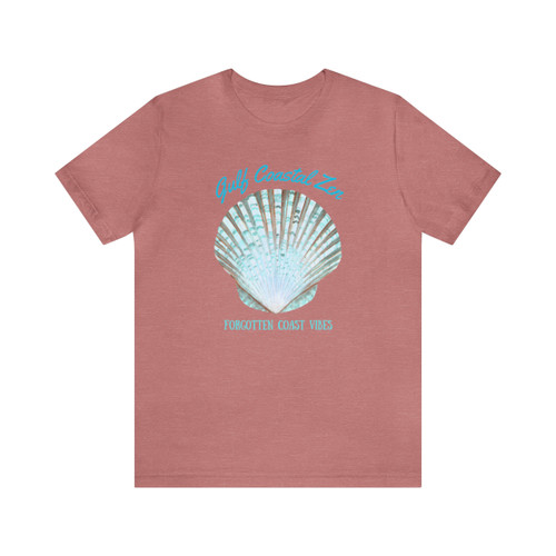 Gulf Coastal Zen Forgotten Coast Mood Variegated Blue Sea Shell Adult Short Sleeve T-Shirt