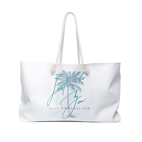 Gulf Coastal Zen Just be Zen Palm Tree Beach Weekender Bag White