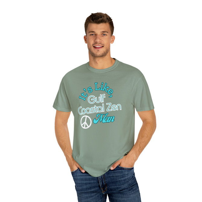 Gulf Coastal Zen It's Like Gulf Coastal Zen Man Peace Sign Hippie Adult Short Sleeve Comfort Colors Unisex Garment-Dyed T-shirt
