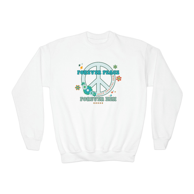 Gulf Coastal Zen Forever Peace Forever Zen Long Sleeve Youth Crewneck Sweatshirt