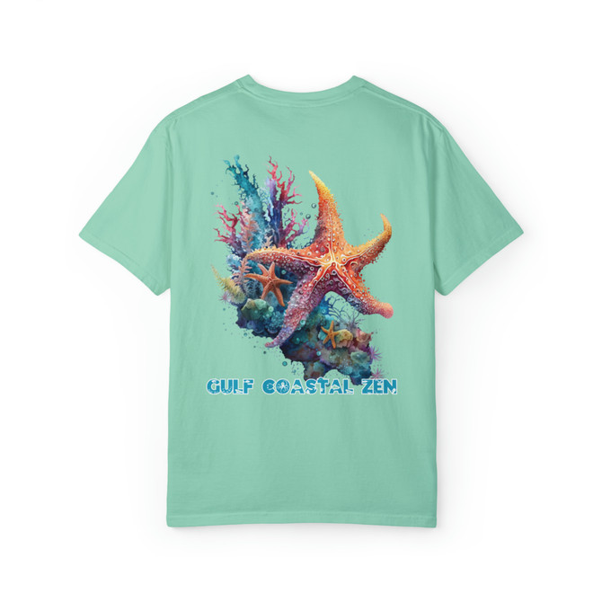 Gulf Coastal Zen Star Fish Coral Underwater Sea Life Water Color Comfort Colors Adult Short Sleeve Garment-Dyed T-shirt