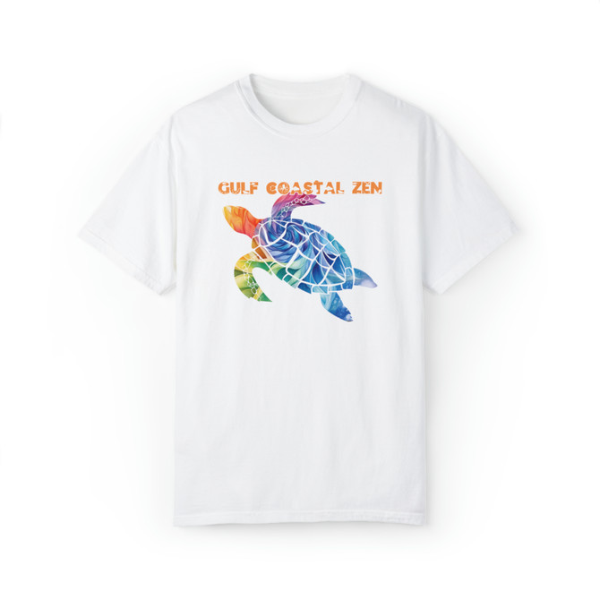 Gulf Coastal Zen Tie-Dye Sea Turtle Groovy Hippie Comfort Colors Adult Short Sleeve T-Shirt