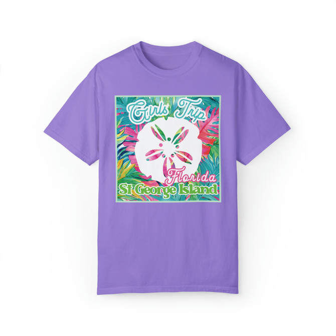 Gulf Coastal Zen Girls Trip St George Island Sand Dollar Florida Comfort Colors Adult Short Sleeve T-Shirt