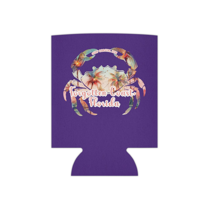 Crab Palm Tree Lights Gulf Coastal Zen Forgotten Coast Vibes Florida Ocean Beach Can Cooler Purple