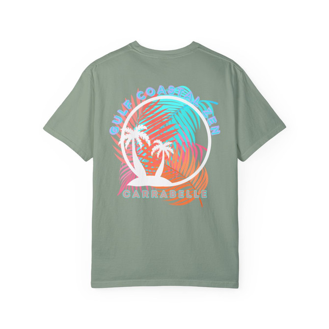 Carrabelle Tropical Palm Banana Leaves Gulf Costal Zen Vintage Retro Old Florida Beach Ocean Adult Unisex Short Sleeve T-Shirt
