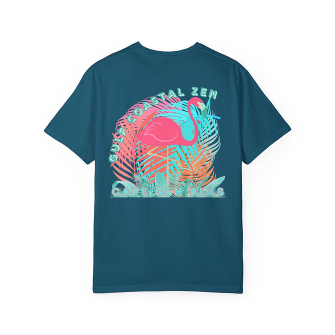 Cape San Blas Tropical Palm Tropical Leaves Vintage Retro Old Florida Beach Ocean Adult Unisex Short Sleeve T-Shirt 25