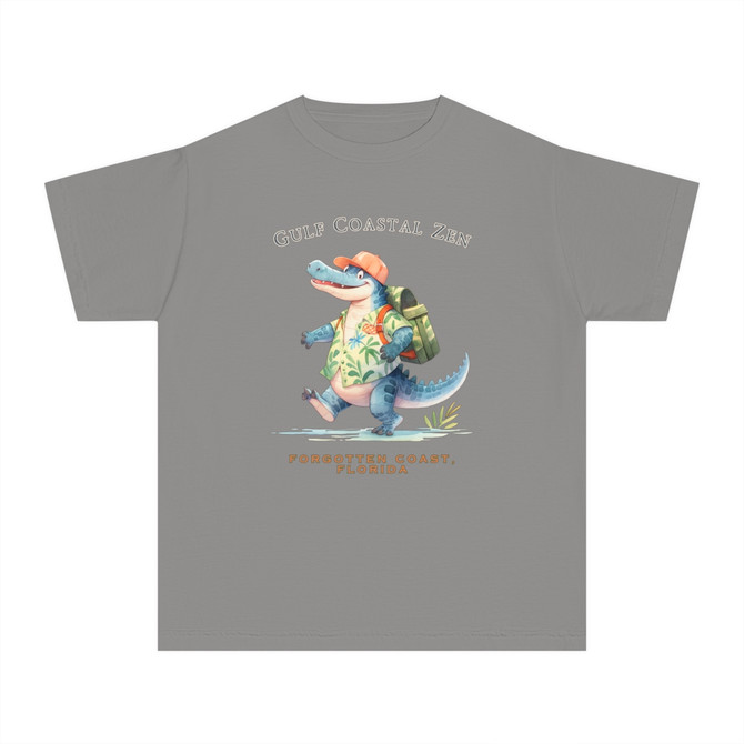 Gulf Coastal Zen Alligator Vacation Explore The Forgotten Coast Beach Youth Midweight Unisex Short Sleeve T-Shirt