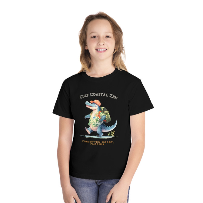 Gulf Coastal Zen Alligator Vacation Explore The Forgotten Coast Beach Youth Midweight Unisex Short Sleeve T-Shirt