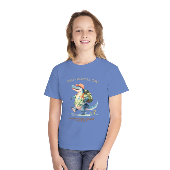 Gulf Coastal Zen Alligator Vacation Explore The Forgotten Coast Beach Youth Midweight Unisex Short Sleeve T-Shirt