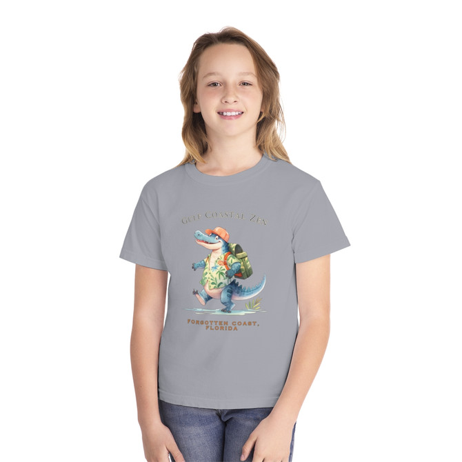 Gulf Coastal Zen Alligator Vacation Explore The Forgotten Coast Beach Youth Midweight Unisex Short Sleeve T-Shirt