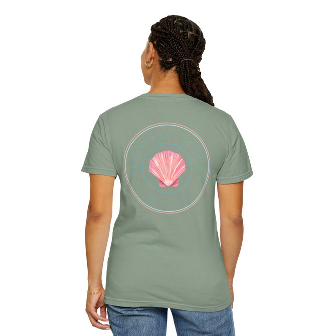 Gulf Coastal Zen Original Apparel Florida Beach Sea Shell Pink Ocean Adult Unisex Short Sleeve T-Shirt 2024 Edition Back