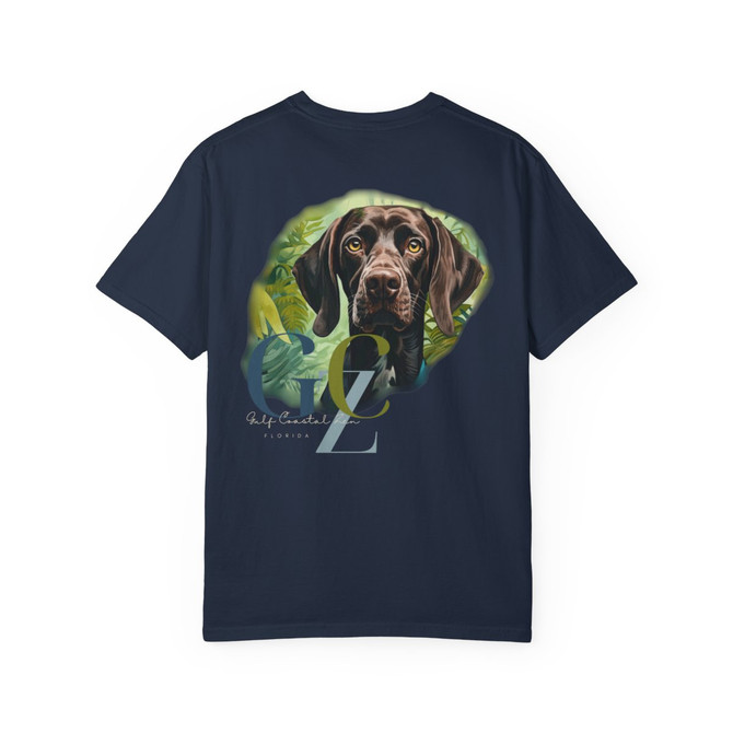 GSP German Shorthaired Pointer Tropical Leaves Gulf Coastal Zen Ocean Adult Unisex Short Sleeve T-Shirt