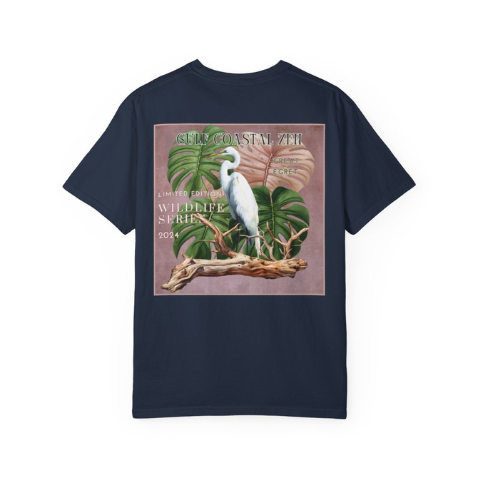 Great Egret Limited Edition Wildlife Series Spring 2024 Gulf Coastal Zen Beach Adult Unisex Short Sleeve T-Shirt
