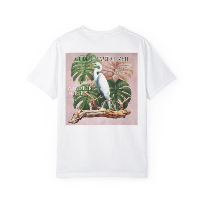 Great Egret Limited Edition Wildlife Series Spring 2024 Gulf Coastal Zen Beach Adult Unisex Short Sleeve T-Shirt