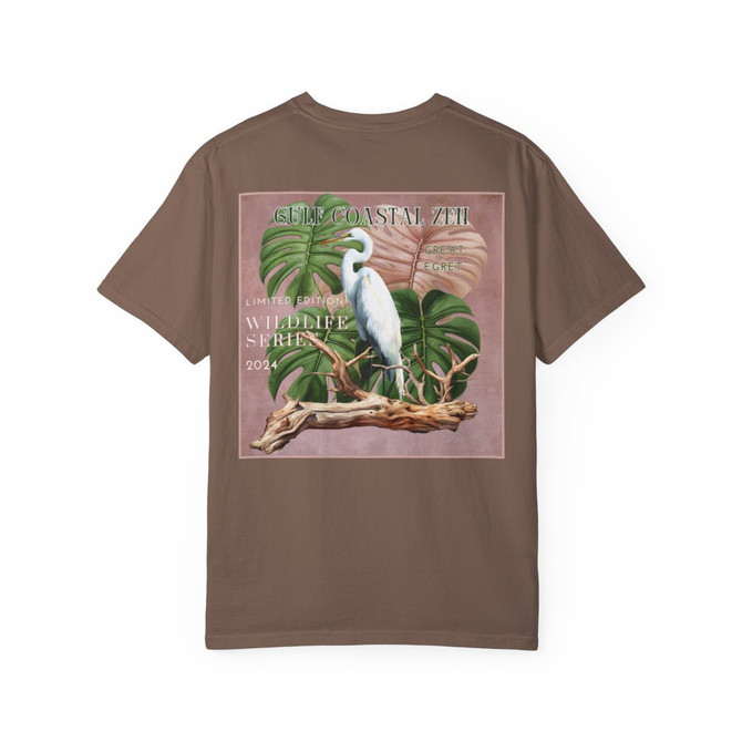Great Egret Limited Edition Wildlife Series Spring 2024 Gulf Coastal Zen Beach Adult Unisex Short Sleeve T-Shirt