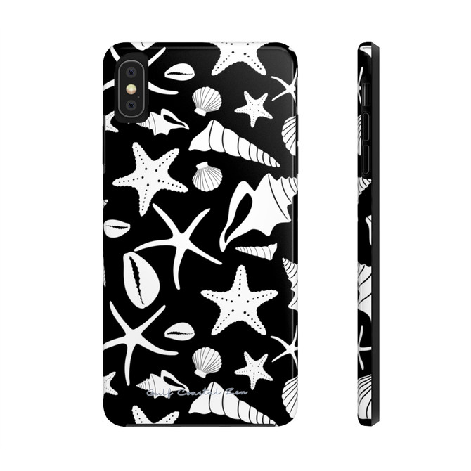 White Sea Shells Galore Gulf Coastal Zen Beach Ocean Tough Phone Cases Black
