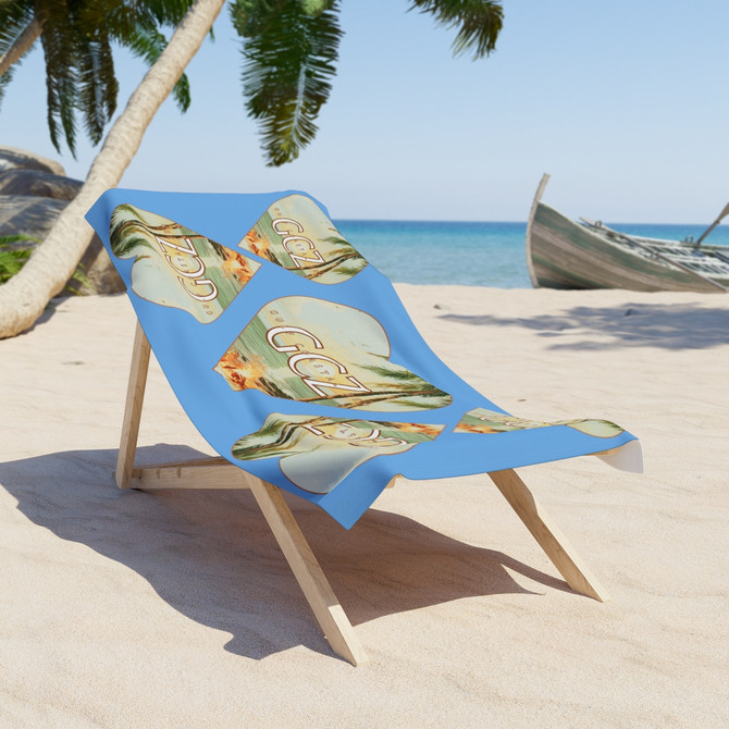 Beach Side Hearts Gulf Coastal Zen Beach Towel Sky Blue