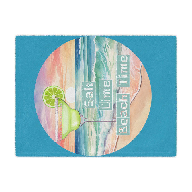 Salt Lime Beach Time Margarita Beach Sunset Pastel Microfiber Throw Blanket Turquoise