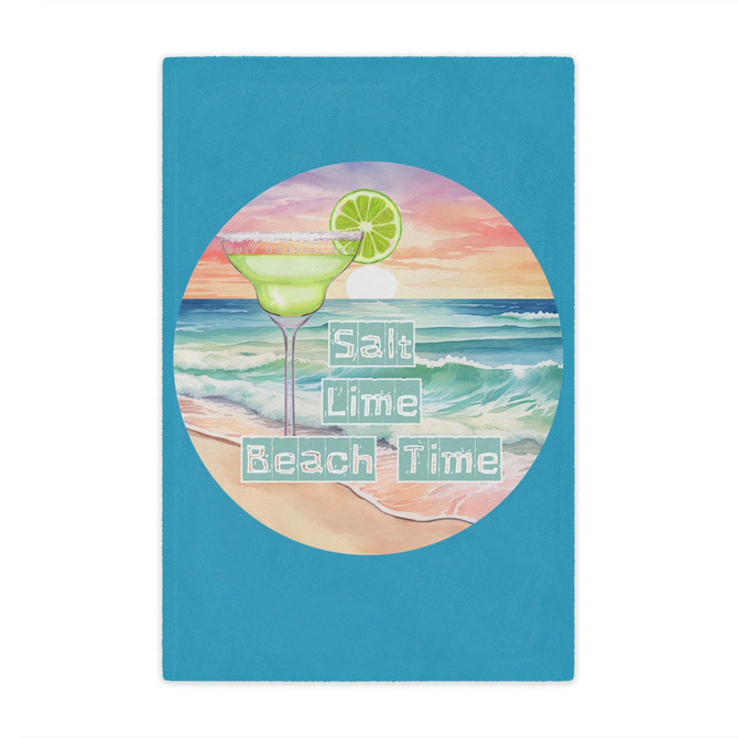 Salt Lime Beach Time Margarita Beach Sunset Pastel Microfiber Throw Blanket Turquoise