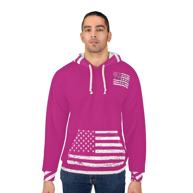 Vintage American Flag When All Else Fails Unisex Long Sleeve Pullover Hoodie Fuchsia