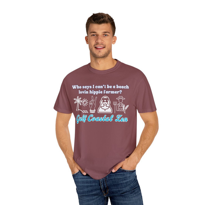 Gulf Coastal Zen Forgotten Coast Beach Lovin Hippie Farmer Palm Tree Peace Sign Tee
