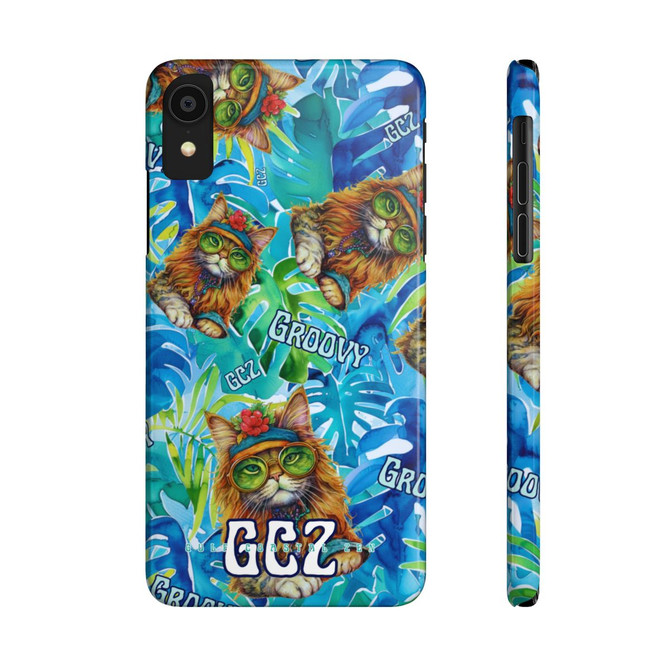 Gulf Coastal Zen Hippie Cats Groovy Slim Phone Case