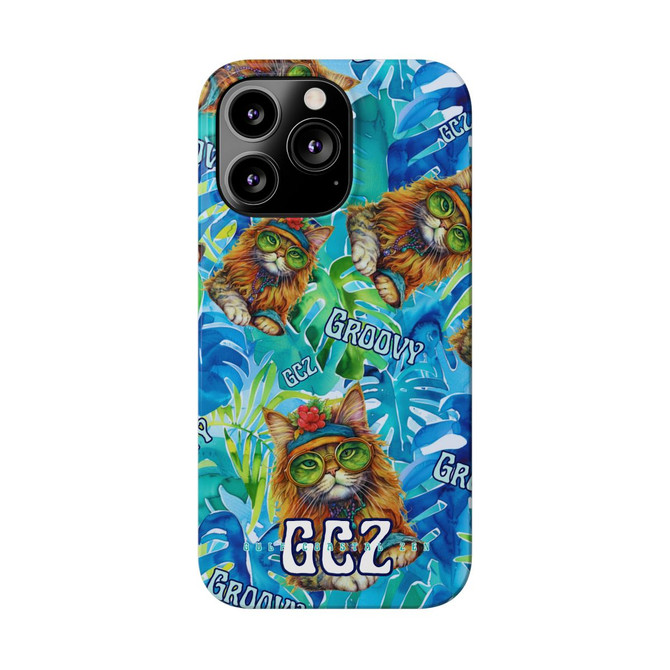 Gulf Coastal Zen Hippie Cats Groovy Slim Phone Case