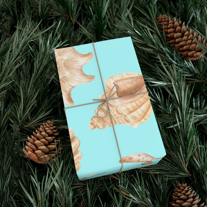 Gulf Coastal Zen Sea Shells Star Fish Gift Wrapping Papers AQ