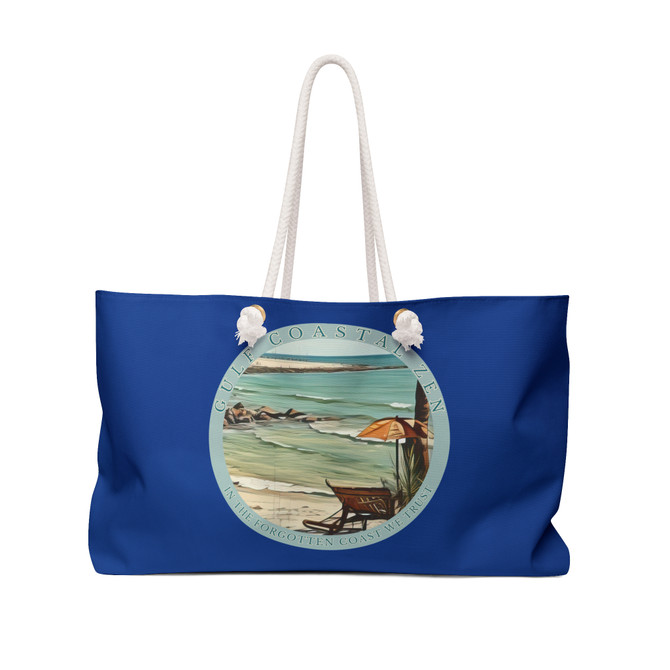 Gulf Coastal Zen Vintage Beach Scene Umbrella Retro Weekender Beach Bag
