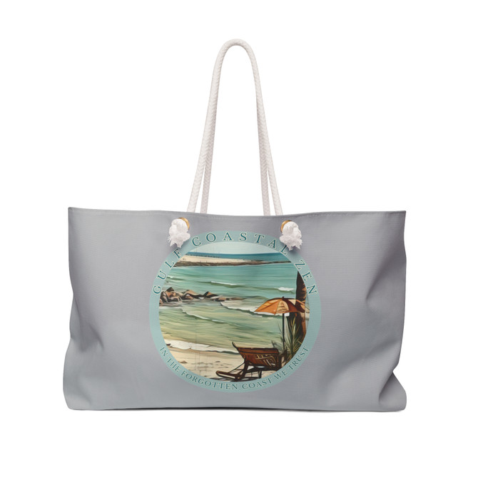Gulf Coastal Zen Vintage Beach Scene Umbrella Retro Weekender Beach Bag