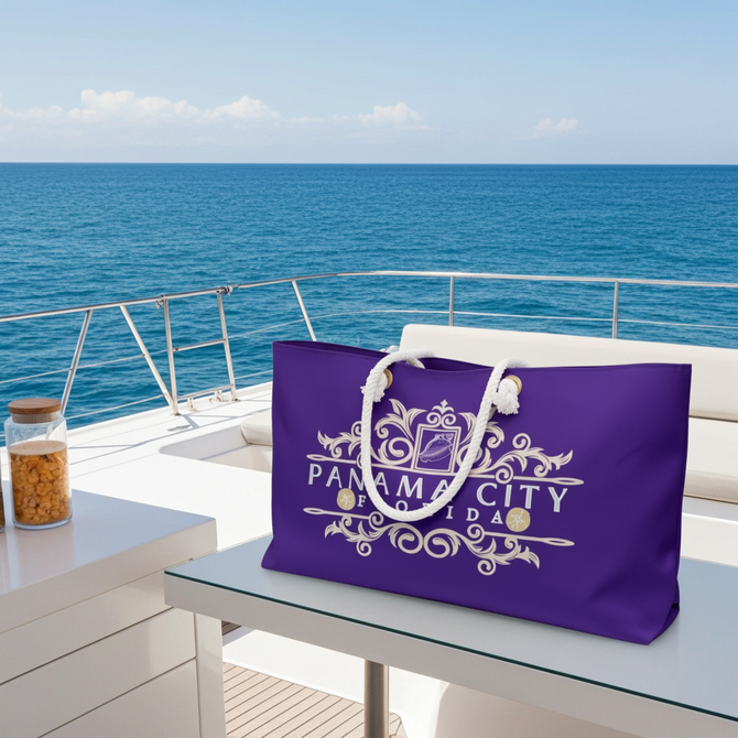 Gulf Coastal Zen Panama City Florida Conch Shell Sand Dollar Weekender Beach Bag PR