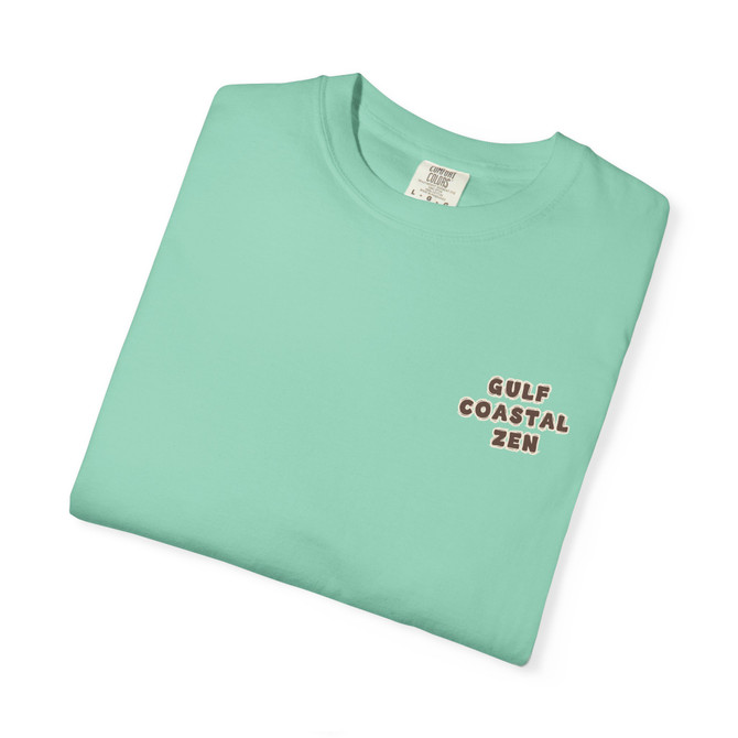 Gulf Coastal Zen Retro Beach Palm Tree logo Adult T Shirt