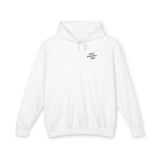 Gulf Coastal Zen Retro Beach Palm Tree logo Lightweight Hooded Sweatshirt