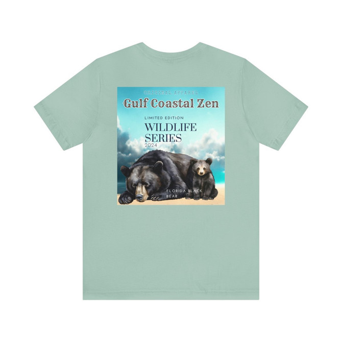 Florida Black Bear Limited Edition Wildlife Series Gulf Coastal Zen Beach Adult Unisex Short Sleeve T-Shirt
