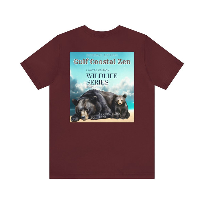 Florida Black Bear Limited Edition Wildlife Series Gulf Coastal Zen Beach Adult Unisex Short Sleeve T-Shirt