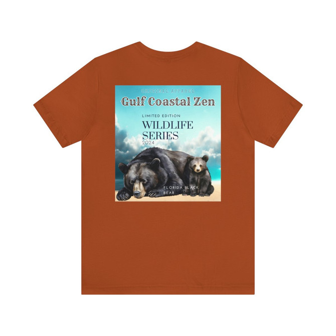 Florida Black Bear Limited Edition Wildlife Series Gulf Coastal Zen Beach Adult Unisex Short Sleeve T-Shirt