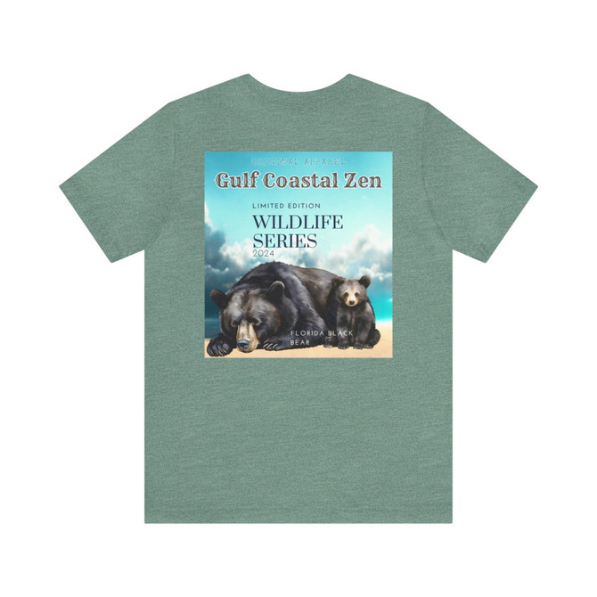 Florida Black Bear Limited Edition Wildlife Series Gulf Coastal Zen Beach Adult Unisex Short Sleeve T-Shirt