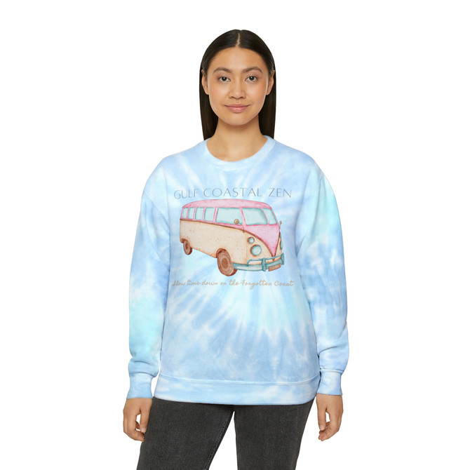 Gulf Coastal Zen Forgotten Coast Hippie Van Groovy Vintage Tie-Dye Sweatshirt
