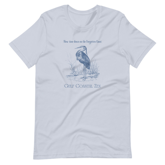 Gulf Coastal Zen Heron Blue T-Shirt 23