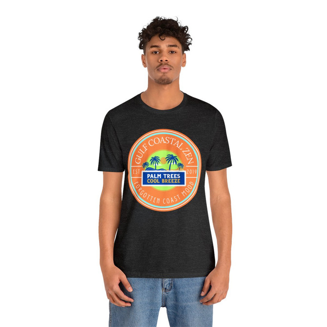 Gulf Coastal Zen Forgotten Coast Mood Palm Tree Adult Short Sleeve T-Shirt 25