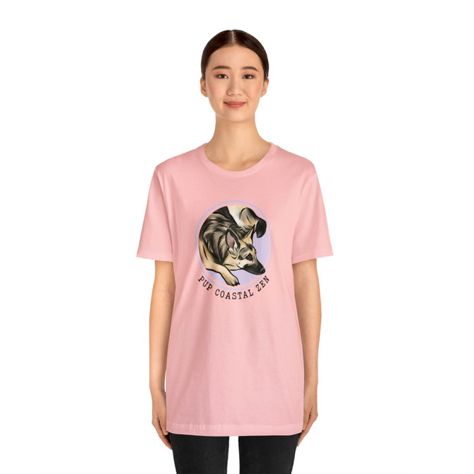 Gulf Coastal Zen Forgotten Coast Pup German Shepherd Beach Adult Short Sleeve T- Shirt