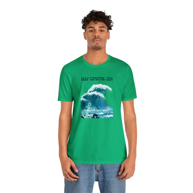 Gulf Coastal Zen Forgotten Coast Waves Anchor Beach T- Shirt